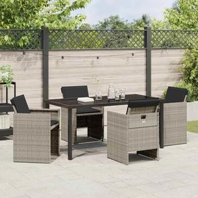 Conjunto de Jantar para Jardim com 5 Peças , Almofadas Cinza Claro, Ra