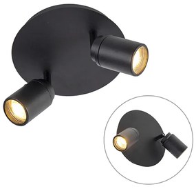 LED Foco moderno inteligente preto incluindo GU10 2-luzes IP44 - Ducha Moderno