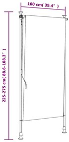 Estore de rolo para exterior 100x270cm tecido/aço azul e branco