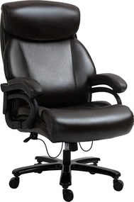 Vinsetto Cadeira de Escritório Poltrona de Chefe Cadeira Gaming Giratória Função de Balanço Acolchoamento Grosso Capacidade 180 kg Design Ergonómico Altura Ajustável Couro PU Castanho 72x83x114-122 cm | Aosom Portugal