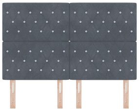 Cabeceira com Botão de Cristal Tufted Cinza Escuro 140 cm de Veludo