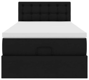 Cama otomana com colchão 90x200 cm couro artificial preto