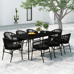 9 pcs conjunto de jantar para jardim preto