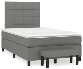 Cama boxspring com colchão 120x190 cm tecido cinzento-escuro