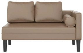 Chaise longue com almofadões couro artificial cor cappuccino