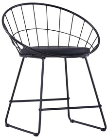 Cadeiras jantar c/ assentos em couro artificial 2 pcs aço preto