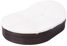 Espreguiçadeira de exterior com almofadão vime PE castanho