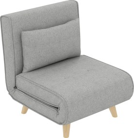 HOMCOM Sofá Cama Poltrona Cama 2 em 1 Individual Dobrável com Encosto Ajustável e Almofada Carga 150kg 72x78x79 cm Cinza | Aosom Portugal