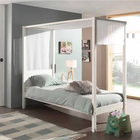 Cama Infantil  (90 x 200 Cm) PINO cama de toldo e tela BRANCA
