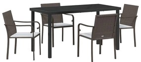 Conjunto de Jantar de Jardim de 5 Peças com Almofadas - Rattan Poli Ca