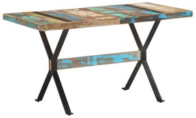 Mesa de jantar 140x70x76 cm madeira recuperada maciça