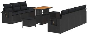 vidaXL Conjunto de Sofá de Jardim com almofada 10 pcs Preto