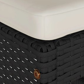 Bancos de bar com almofadões para jardim 4 pcs vime PE preto