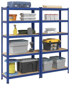 Prateleiras de armazenamento de 5 camadas 2 pcs aço azul