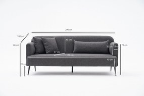 Sofá de 3 Lugares Revos – Antracite – 200 cm x 80 cm x 100 cm