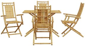 5 pcs conjunto de jantar para jardim bambu