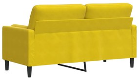 Sofá 2 lugares c/ almofadas decorativas 140 cm veludo amarelo