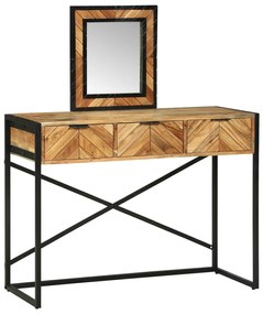 vidaXL Mesa de Canto com Espelho 100x40x120 cm Madeira Sólida Acácia