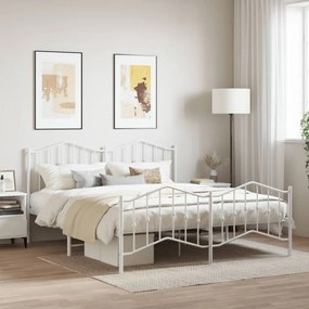 vidaXL Estrutura de cama com cabeceira e pés 160x200 cm metal branco