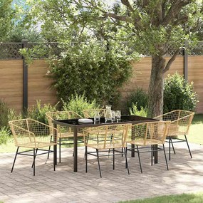 vidaXL Conjunto de Jantar para Jardim 7 pcs Castanho vime PE