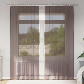 vidaXL Cortinas de voile com aba 2 pcs castanho