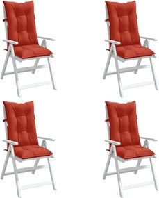 vidaXL Almofadões cadeiras altas 4 pcs mesclado tecido vermelho