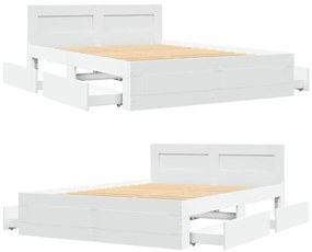 Estrutura de cama c/ cabeceira sem colchão 140x200 cm branco