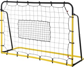 Baliza de Futebol com Rede de Ressalto, 184 x 63 x 123 cm, 5 Ângulos Reguláveis, Amarelo