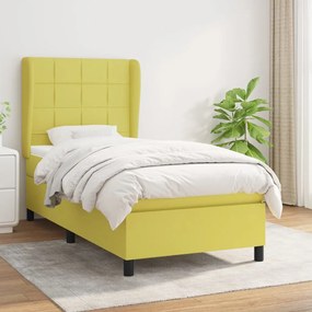 vidaXL Cama com molas/colchão 80x200 cm tecido verde