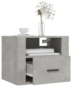 Mesa de cabeceira de parede 50x36x40 cm cinzento cimento