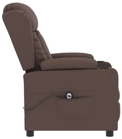 Poltrona reclinável elétrica couro artificial castanho