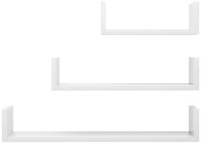 Prateleira de parede 3pcs derivados de madeira branco brilhante