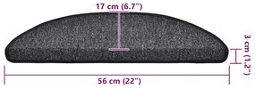 Tapetes de escada 30 pcs 56x17x3 cm antracite