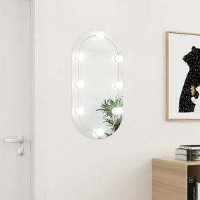 vidaXL Espelho com luzes LED 80x40 cm vidro oval