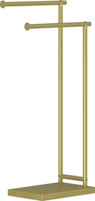 HOMCOM Toalheiro de Pé de 2 Níveis Toalheiro para Casa de Banho com 2 Barras e Estrutura Metálica Estilo Moderno em Forma de L 35,5x20x78 cm Dourado | Aosom Portugal