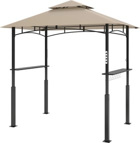 Tenda para churrasco 240 x 150 x 250 cm de dois andares com cobertura para jardim e iluminação LED, (GRELHADOR NÃO INCLUIDO) cor cáqui