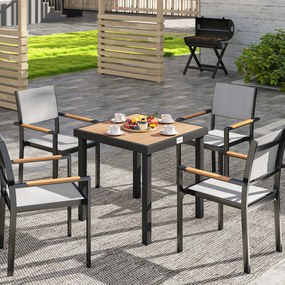 Mesa de Jantar de Jardim, 78 x 78 x 74 cm (CADEIRAS NÃO INCLUIDAS), Estrutura de Alumínio, Cor Madeira Natural