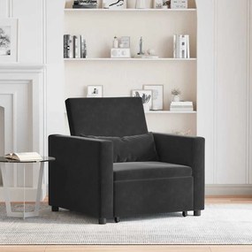 vidaXL Sofá-cama Conversível 3 em 1 Veludo Preto