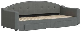 Sofá-cama c/ gavetão e gavetas 80x200 cm tecido cinzento-escuro