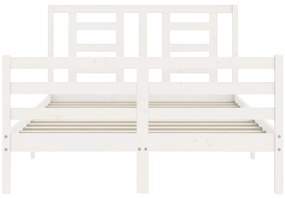 Estrutura de cama com cabeceira 120x200cm madeira maciça branco