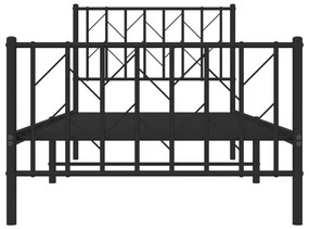 Estrutura de cama com cabeceira e pés 90x200 cm metal preto