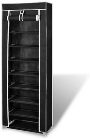 vidaXL Armário p/ sapatos com cobertura 57x29x162cm tecido preto