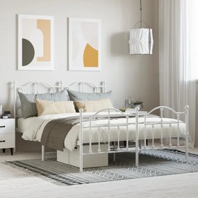 vidaXL Estrutura de cama com cabeceira e pés 140x190 cm metal branco