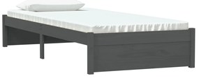 Estrutura cama pequena solteiro 75x190 cm madeira maciça cinza