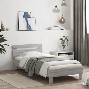 vidaXL Estrutura de cama c/ cabeceira derivados madeira cinza sonoma