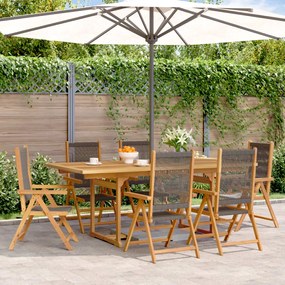 vidaXL 7 pcs conj. jantar p/ jardim polipropileno/madeira maciça cinza