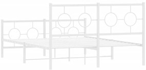 Estrutura de cama com cabeceira e pés 140x190 cm metal branco