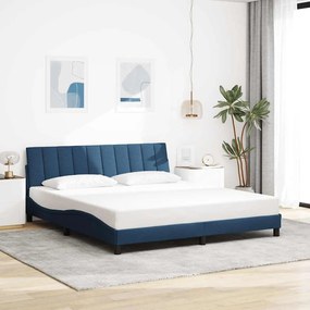vidaXL Estrutura de cama sem colchão Hanko 180x200 cm tecido azul