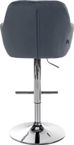 Banco de bar Natoma Veludo cromado cinza escuro