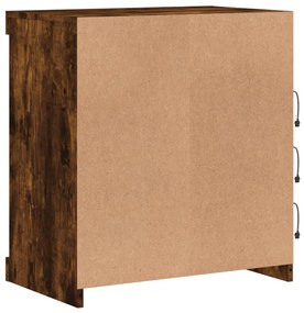 Aparador com luzes LED 60,5x37x67 cm carvalho fumado